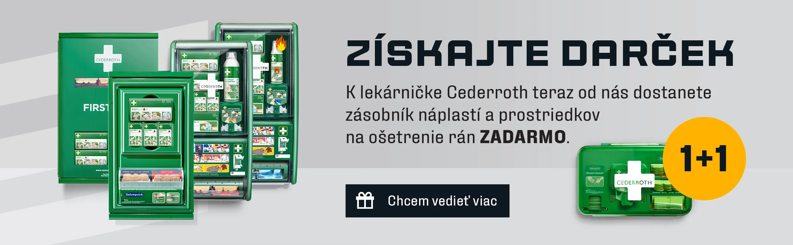 Získajte darček: K lekárničke Cederroth teraz od nás dostanete zásobník náplastí a prostriedkov na ošetrenie rán ZADARMO.
