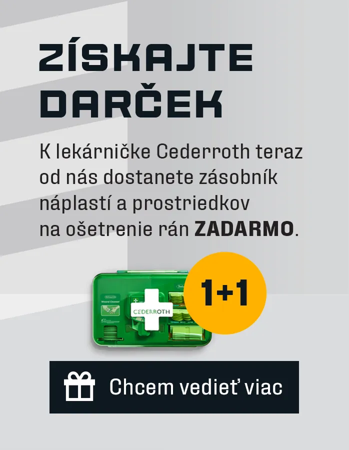 Získajte darček: K lekárničke Cederroth teraz od nás dostanete zásobník náplastí a prostriedkov na ošetrenie rán ZADARMO.